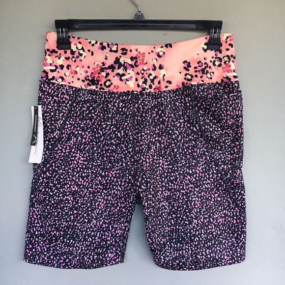 Nanette Lepore Compression Biker Shorts Women XL Floral Athleisure Workout Run - Picture 1 of 11